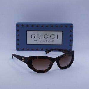 Gucci GG1784S 002 Cat Eye Sunglasses - Dark Havana/Brown
